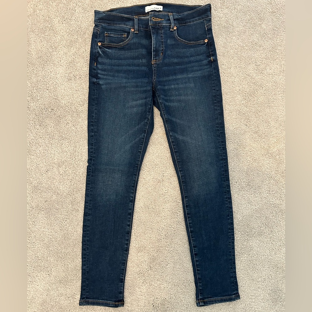 LOFT Dark Blue Modern Skinny Crop Jeans
